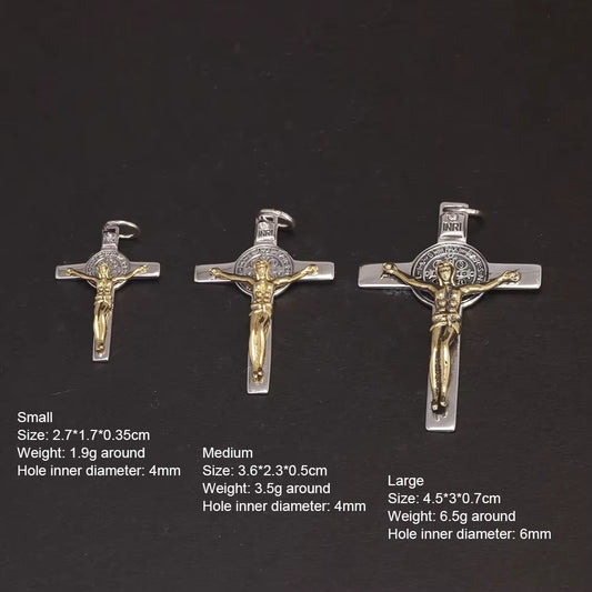Saint Benedict Sterling Silver Cross Pendant