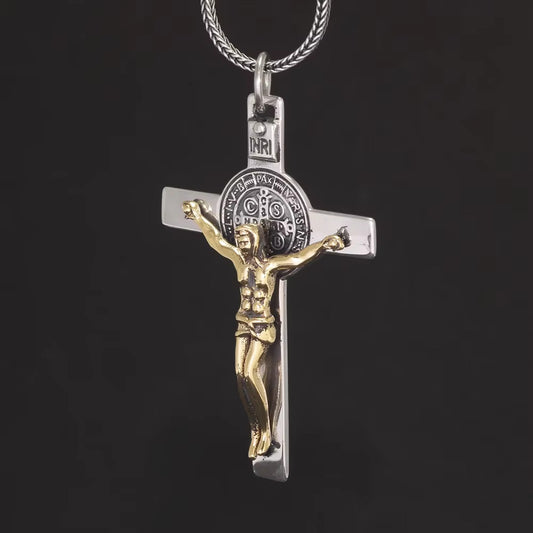 Saint Benedict Sterling Silver Cross Pendant